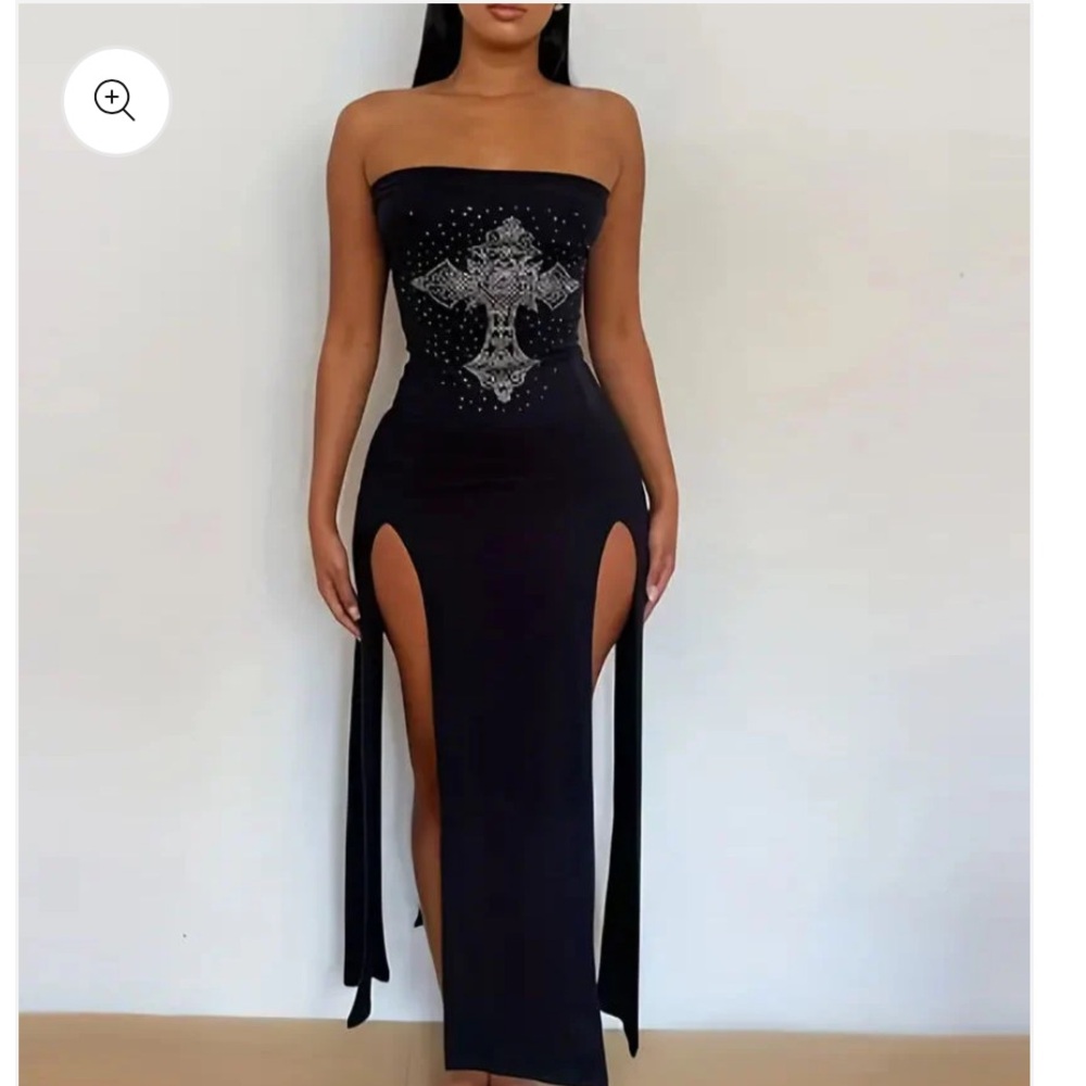 KOLLY Y2K RHINESTONE CROSS DRESS S